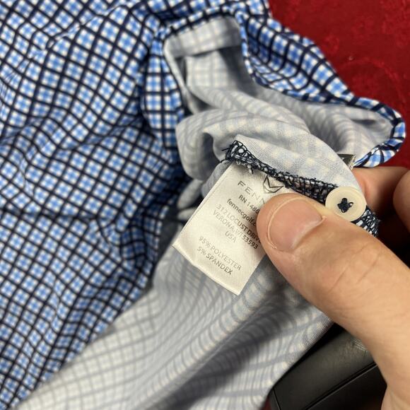 Fennec Polo Shirt Mens L Blue Check US Open Semple Trophy Logo Brookside Sport - Picture 7 of 12